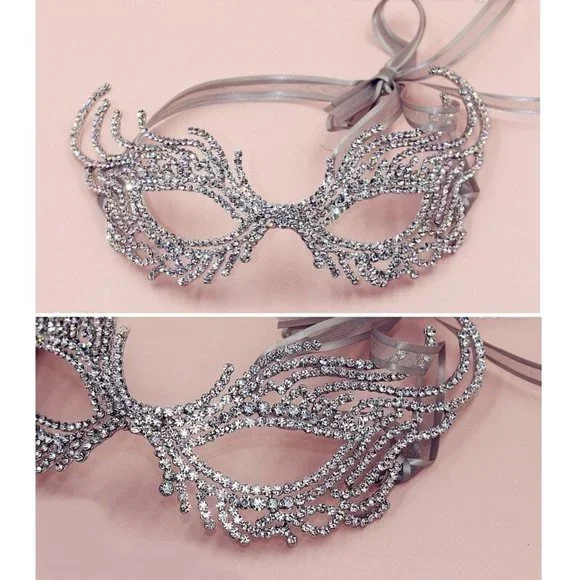 NWT Sparkling Swarovski Bling Crystal Rhinestone Mask Halloween Costume … - Picture 4 of 5